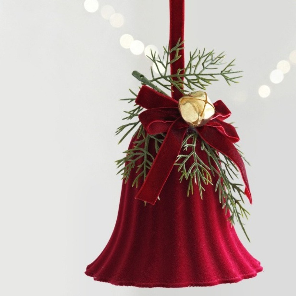 Star Tree Topper - Kunststof rode kerstbel met flockprint, prachtige