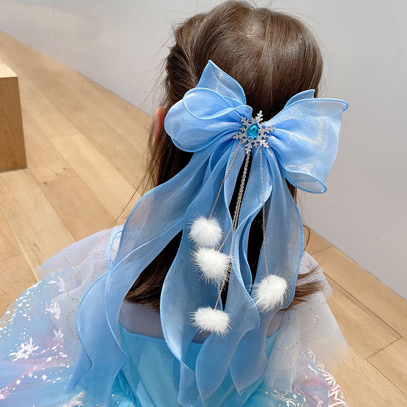 Ribbon Bow Gift - Prinses Pompom haarspeldjes big Blauwe Bows
