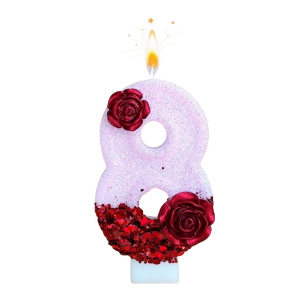 Nummer Roze Glitter Rode Roos  - Holiday Candle Set recensie en prijs